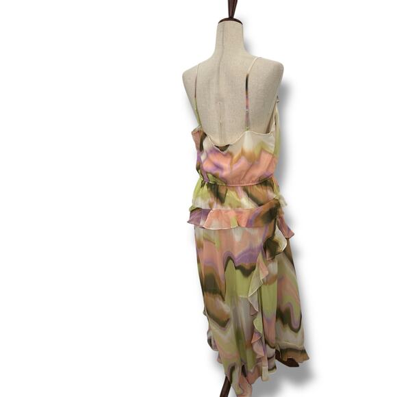 NEW Steve Madden Delphine Ruffle Dress Size XL Pastel Marble Midi Cocktail NWT - Picture 9 of 14